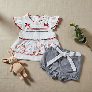New Without Tags Petite Bears Baby Girl Outfit Shirt Shorts Size 12 months